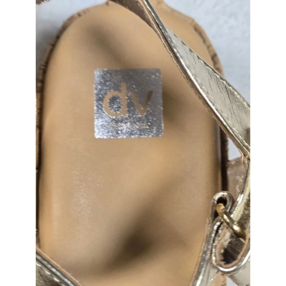 DV Dolce Vita Girls Soneeya Gold Metallic Bow Eyelet Cork Platform Sandals‎ 3